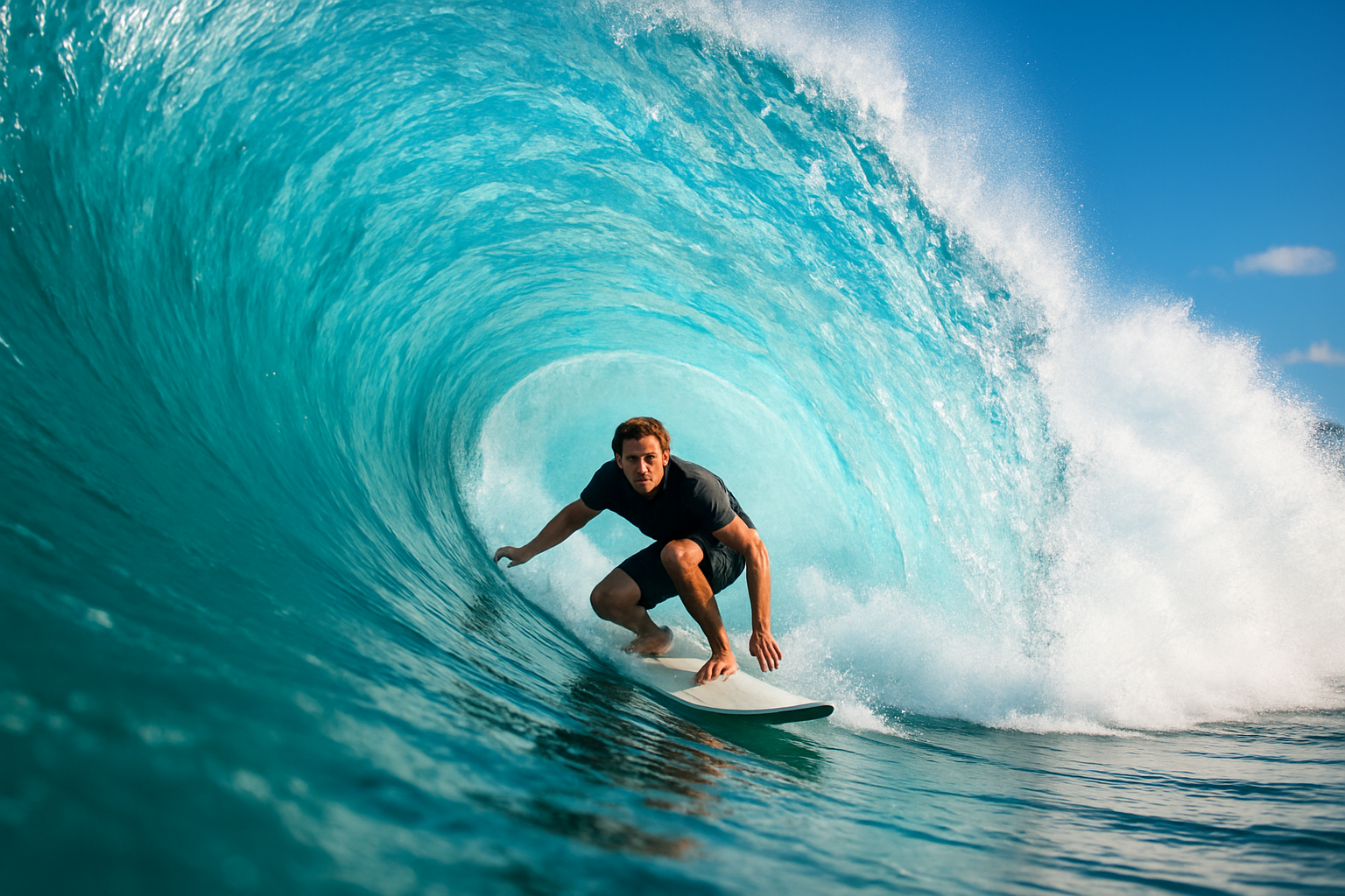 surfer  in a barrel